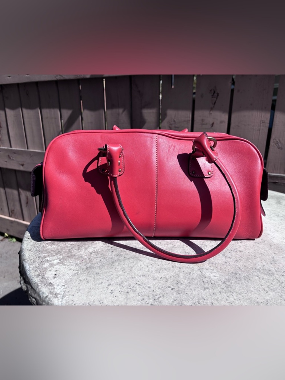 Orange Nordstrom’s Leather Satchel Handbag - Picture 3 of 8